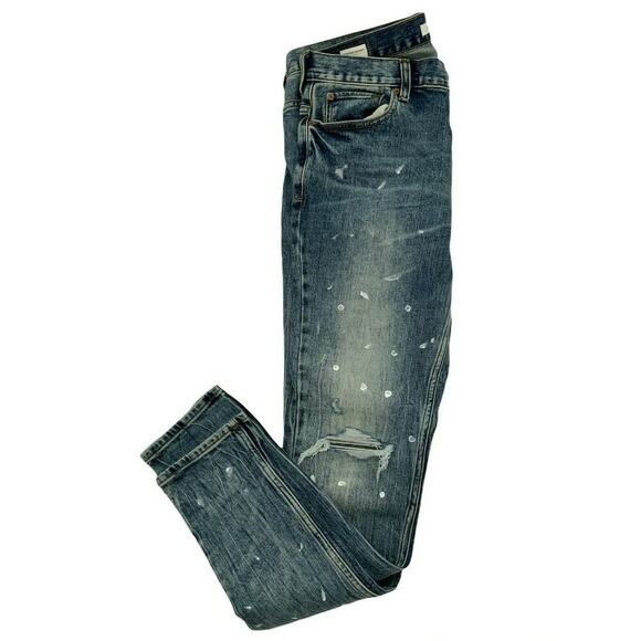 PACSUN Jeans Men Size 30X30 Stacked Skinny Distressed Bleach Print Pockets Denim - Picture 7 of 12